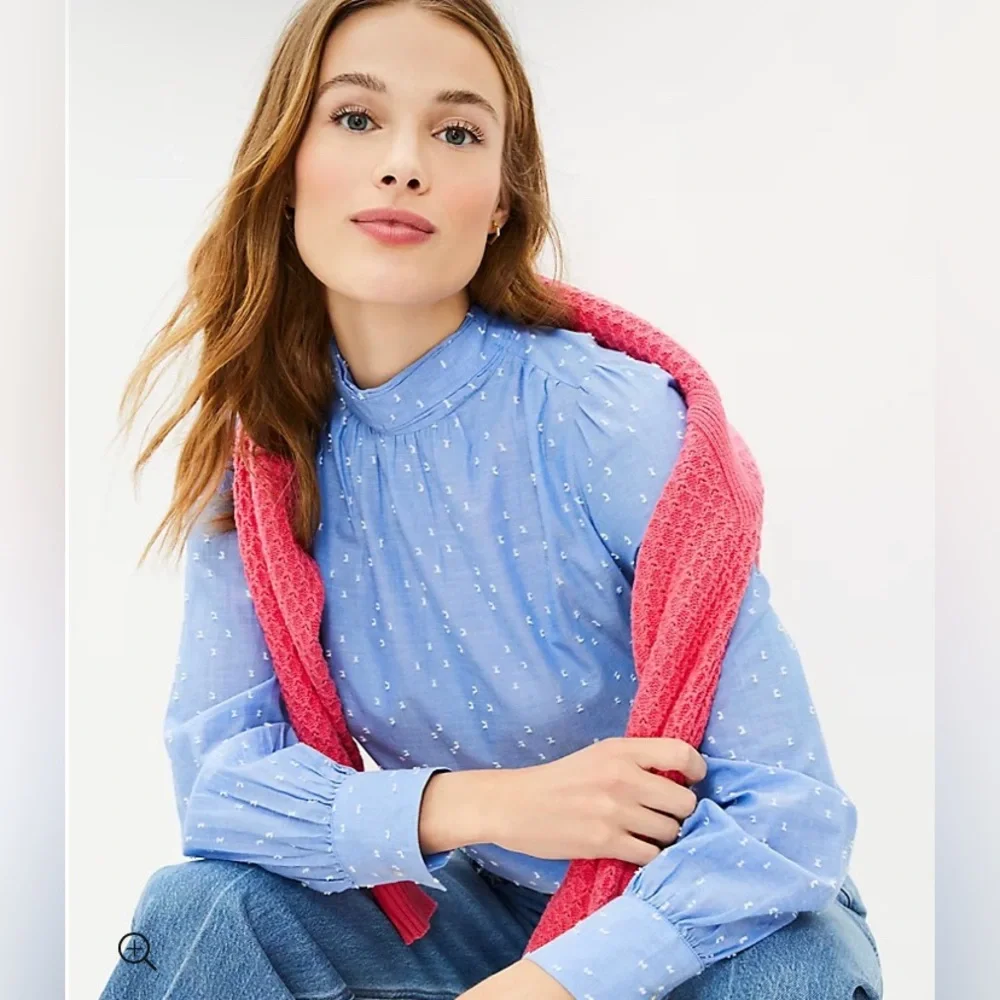 LOFT NWT Clip Mock Neck Long Sleeve Blouse - Picture 2 of 3